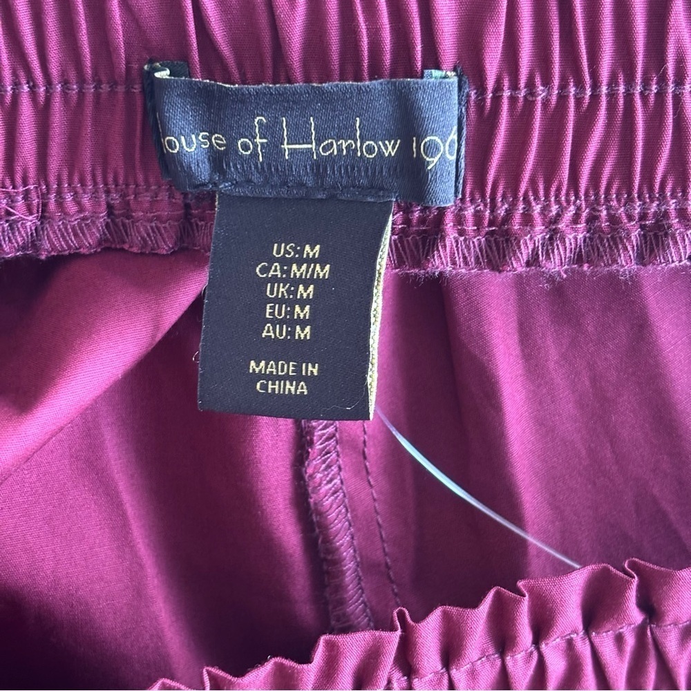 NWOT House of Harlow 1960 Burgundy Maroon Stretchy Waistband Wide-Leg Pants Med - Picture 7 of 9